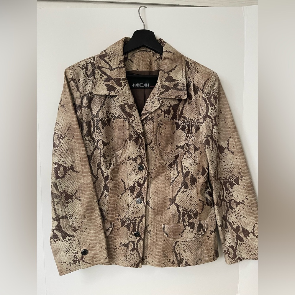 Marc Cain Python Embossed Snake Print Blazer Jack… - image 3